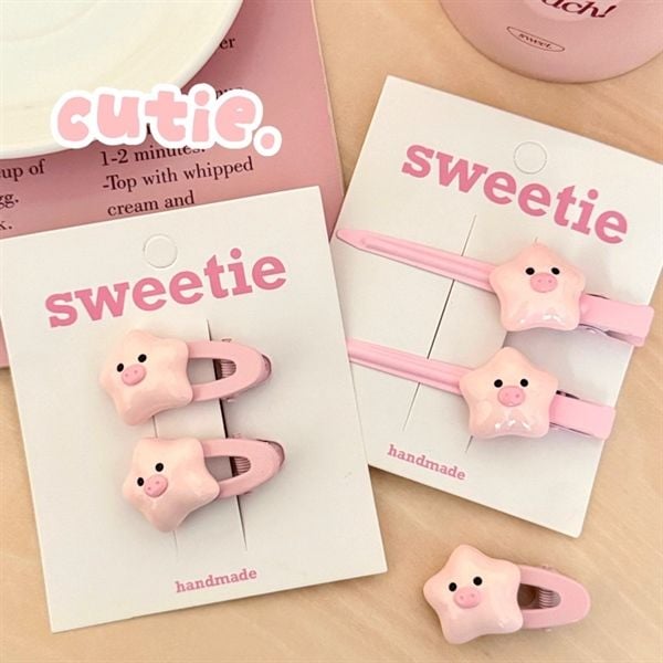  Set 2 kẹp sao béo heo hồng 