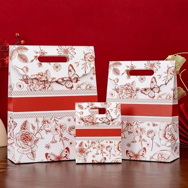  Túi quà gập miệng hoa bướm đỏ 