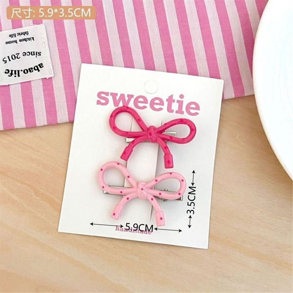  Set 2 kẹp tóc chấm bi hồng 