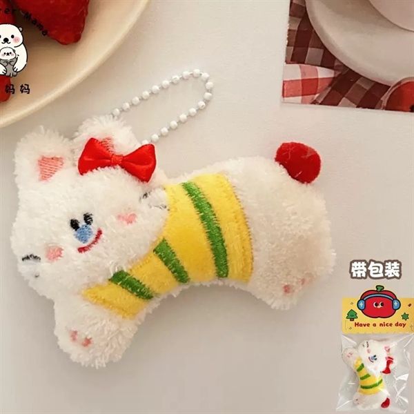  Móc khoá bông thỏ nơ đỏ 