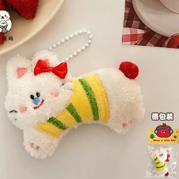  Móc khoá bông thỏ nơ đỏ 