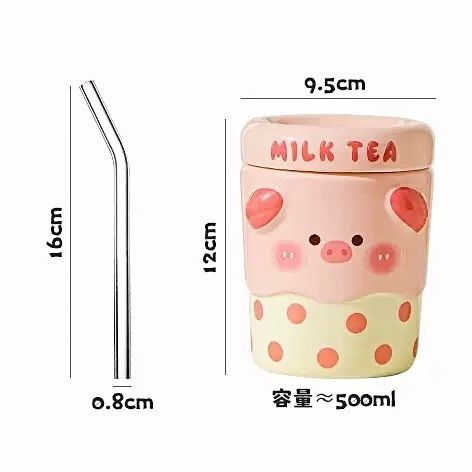  Cốc trà sữa + ống hút thuỷ tinh 400ml 