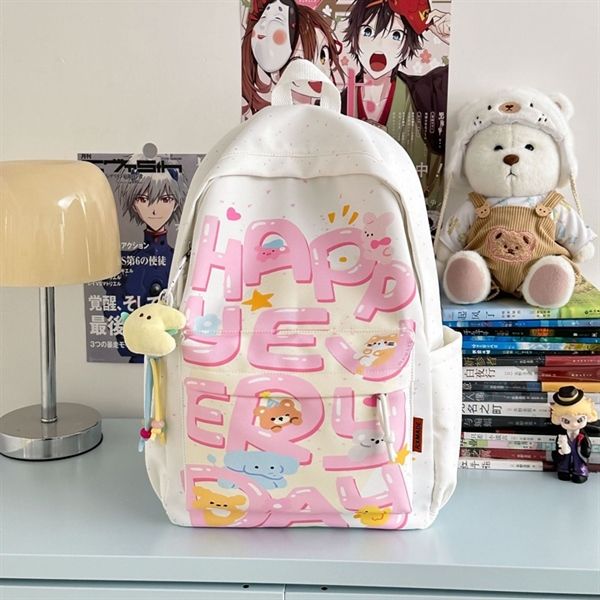  Balo HappyEveryDay móc khoá trăng 42x30x13cm 