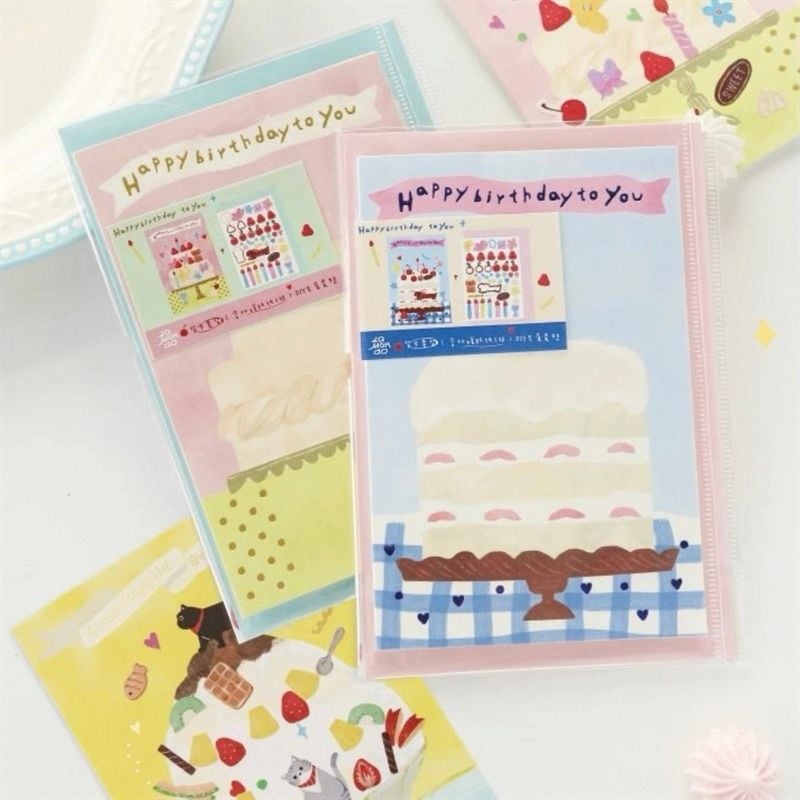  Thiệp bánh sinh nhật + sticker DIY 