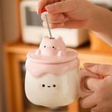  Cốc sứ thú pudding dâu 500ml 