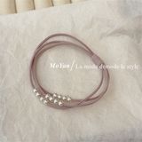  Chun buộc tóc 3 dây nhiều ngọc trai nhỏ 
