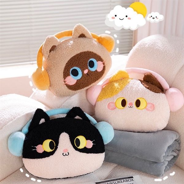  Gối kèm chăn mèo đeo bịt tai 30cm 