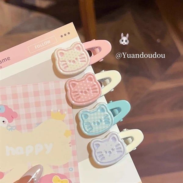  Kẹp bầu dục mặt mèo dễ thương 