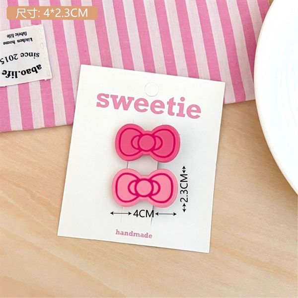  Set 2 kẹp tóc chấm bi hồng 