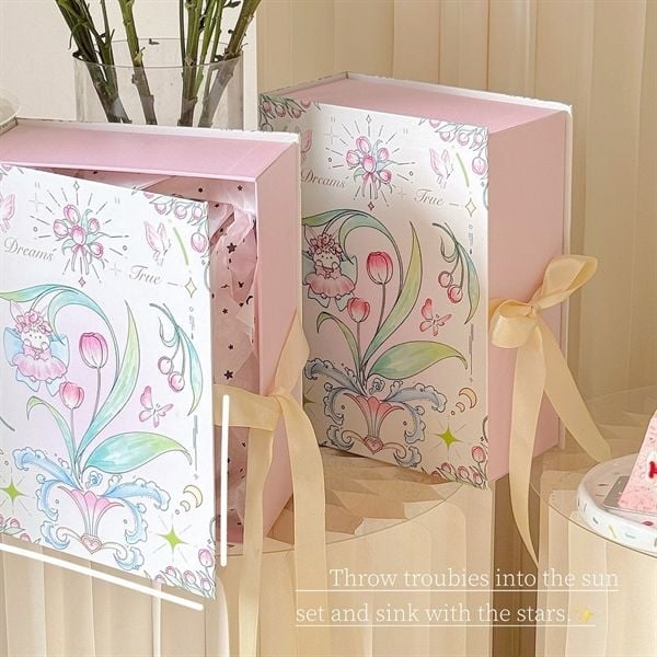  Hộp quà cứng thỏ hoa tulip 26x20x10cm 