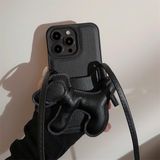  Ốp đựng thẻ cún đen dây đeo 