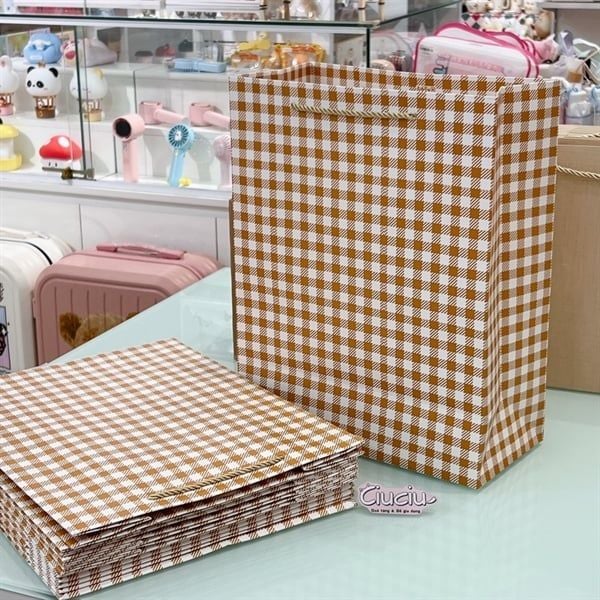 Túi quà kẻ caro to 25x33x12,5cm 