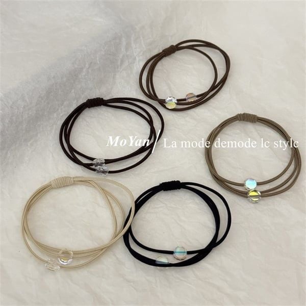  Chun buộc tóc 3 dây 2 đá trắng 