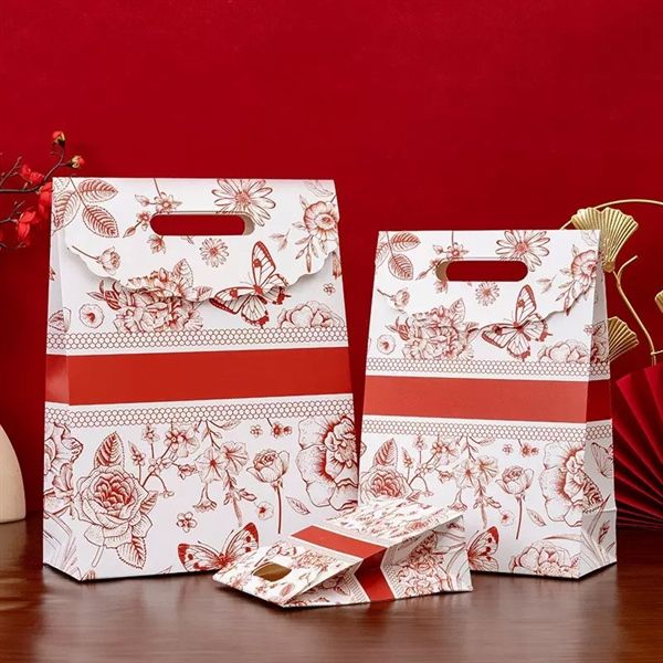  Túi quà gập miệng hoa bướm đỏ 