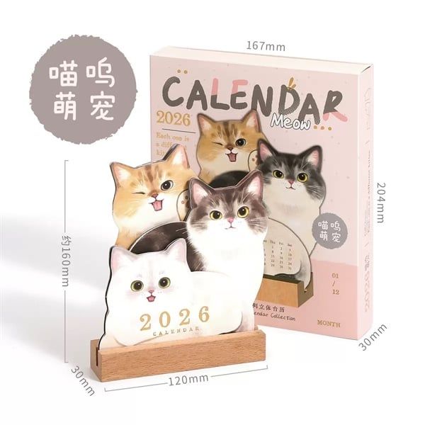  Lịch để bàn thú cưng đế gỗ 