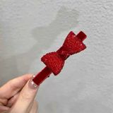  Kẹp nơ đỏ đính đá đỏ 