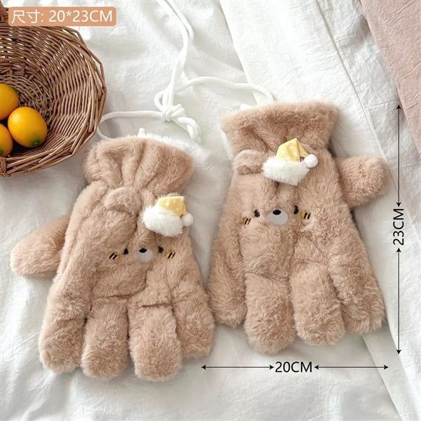  Set khăn găng tay gấu nâu mũ vàng 