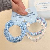  Set 2 chun buộc tóc nhún bèo tone xanh dương 