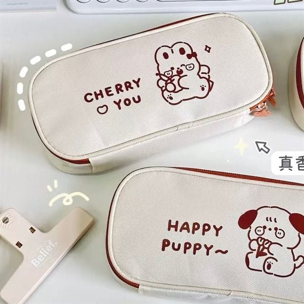  Hộp bút be viền nâu 