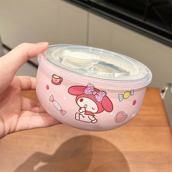  Bát giữ nhiệt Sanrio nắp hút chân không 