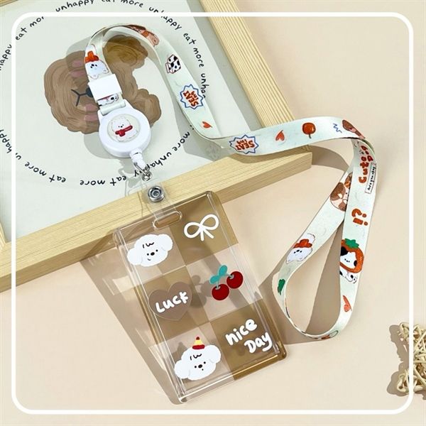 Dây đeo thẻ nhựa trong cún 6 ô 
