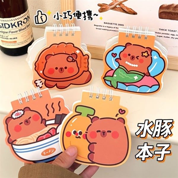  Sổ lò xo mini Capybara đồ ăn 