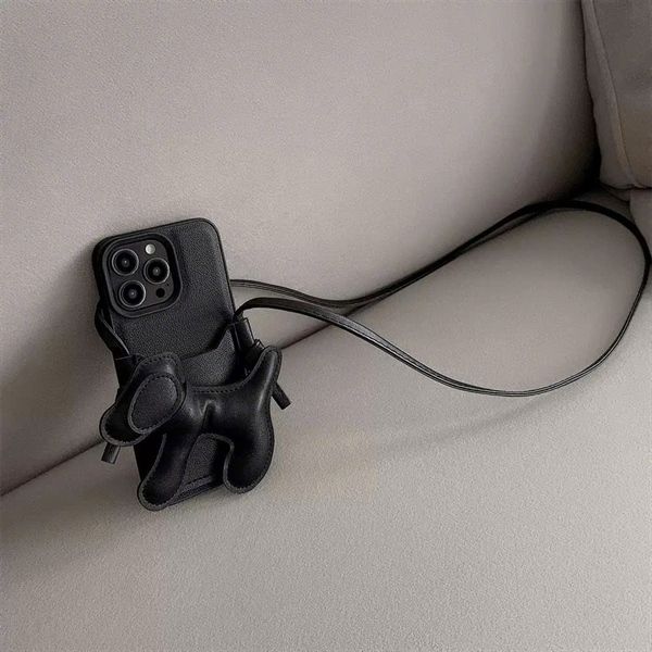  Ốp đựng thẻ cún đen dây đeo 