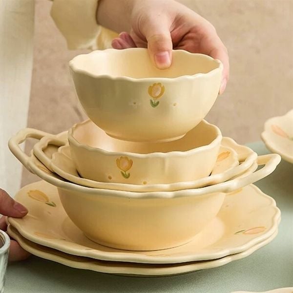  Set bát đĩa hoa vàng 