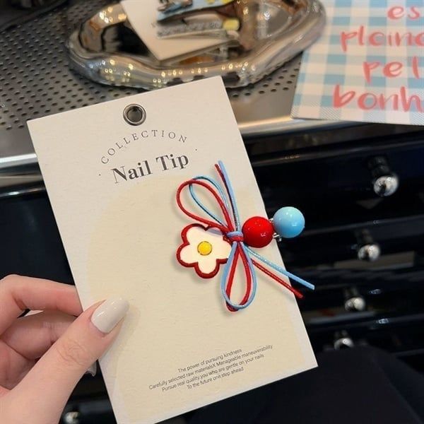  Kẹp tóc hoa nơ chấm tròn xanh đỏ nơ 