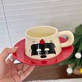  Cốc sứ cún táo đĩa đỏ 300ml 