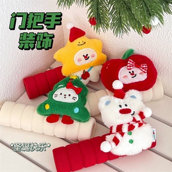  Bọc tay nắm cửa Giáng Sinh thú bông 