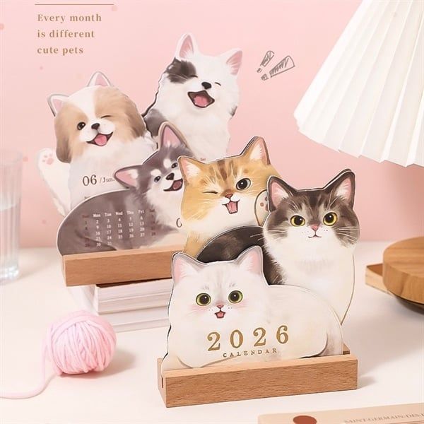  Lịch để bàn thú cưng đế gỗ 