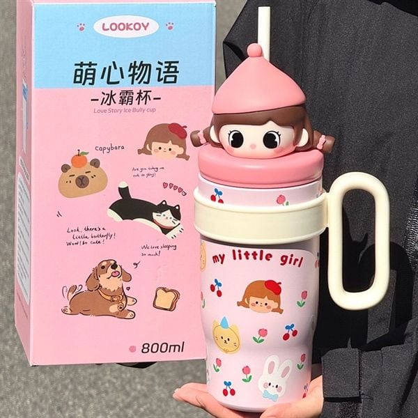  Cốc giữ nhiệt đầu 3D 800ml 