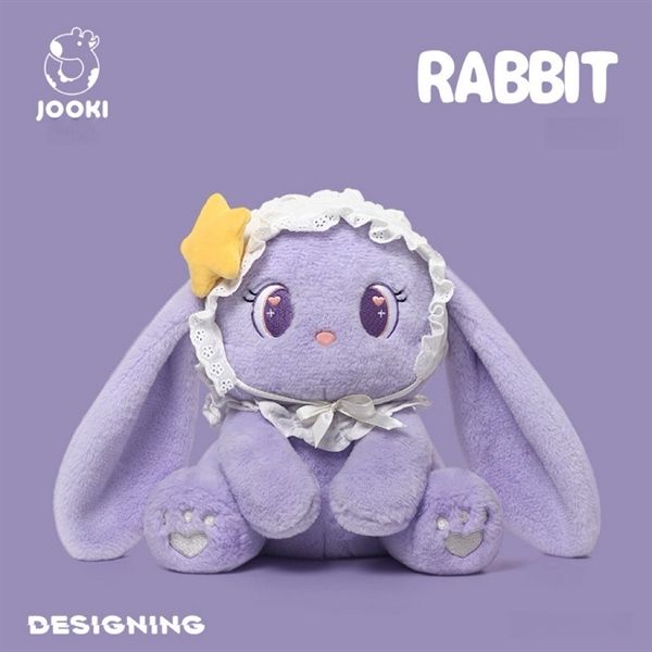  Thỏ bông tím mũ ren 24cm 