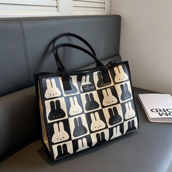  Túi tote dày thỏ caro 40x31x18cm 