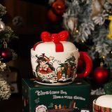  Cốc sứ bé gái váy đỏ nắp nơ 400ml 