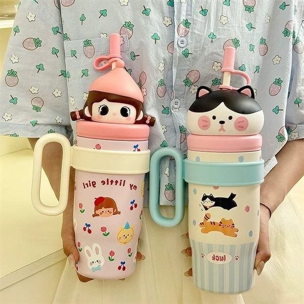  Cốc giữ nhiệt đầu 3D 800ml 