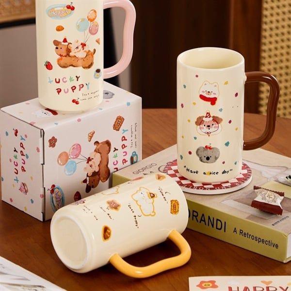  Cốc cún dài quai màu 410ml 