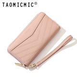  Ví da dài vân nhọn dây đeo 