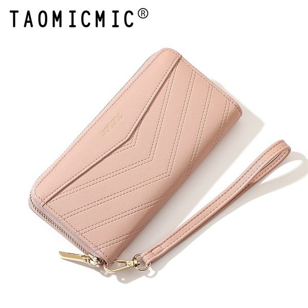  Ví da dài vân nhọn dây đeo 