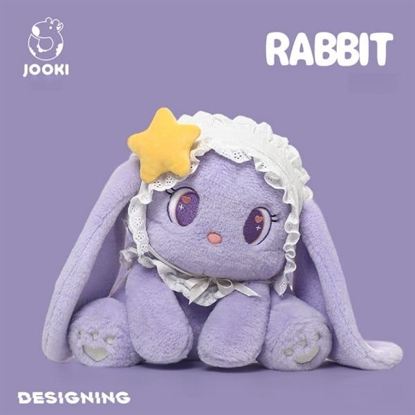  Thỏ bông tím mũ ren 24cm 