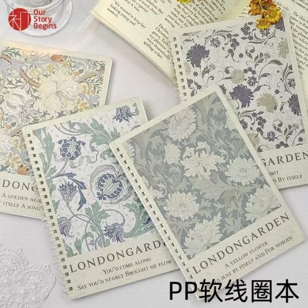  Sổ lò xo B5 bìa nhựa hoa vintage 