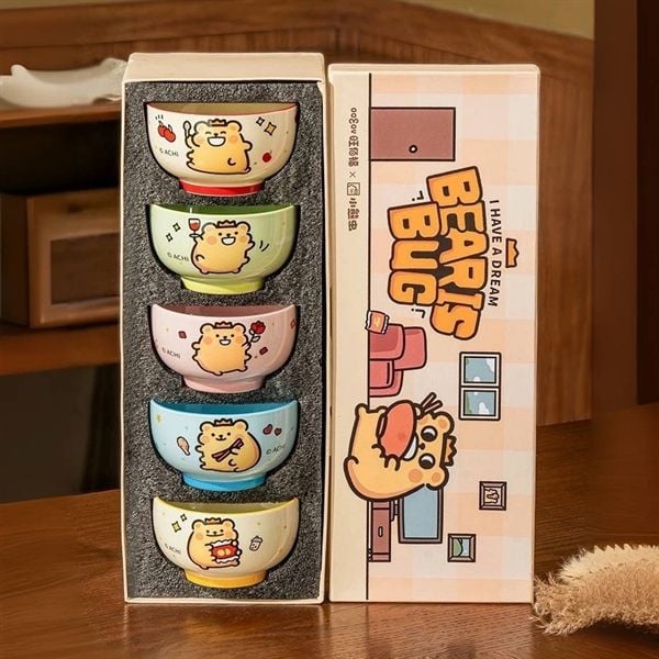  Set 5 bát con Bear is Bug 