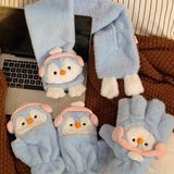  Set khăn găng tay cánh cụt tai nghe hồng 