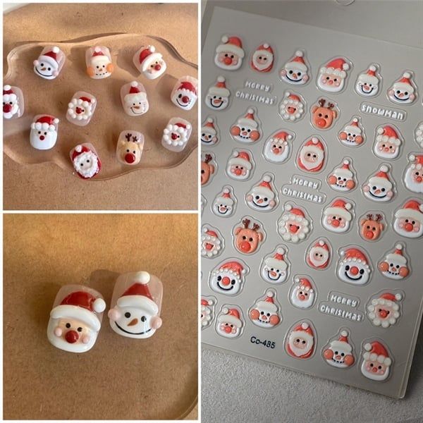  Sticker dán móng Ông già Noel tuần lộc mũi nổi 