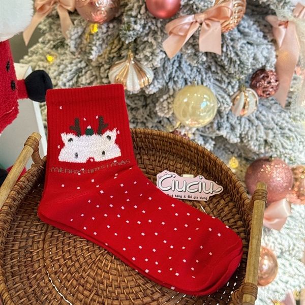  Tất Giáng Sinh bo cổ hộp tam giác 