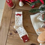  Tất Songmu len tone đỏ trắng 