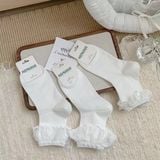  Tất Susufish trắng cổ ren 