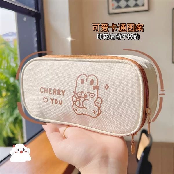  Hộp bút be viền nâu 