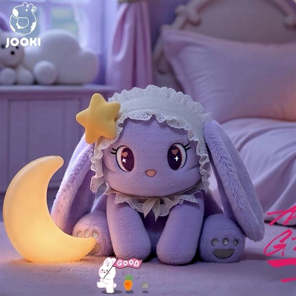  Thỏ bông tím mũ ren 24cm 